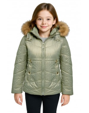 Girls Jacket Quilted Ocean Green